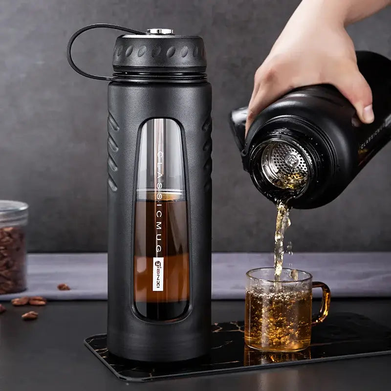 Modern matte black insulated glass water cup kitchen drinkware