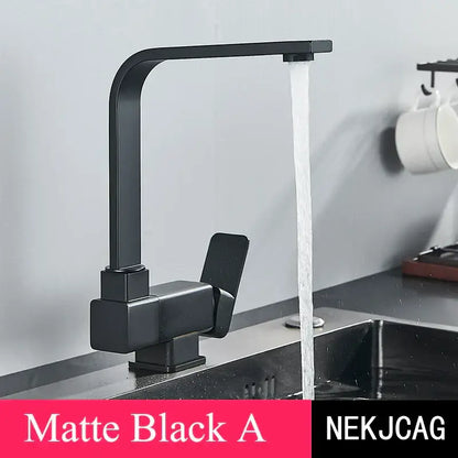 Modern matte black kitchen faucet 360 rotating sink mixer tap