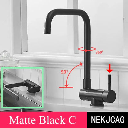Modern matte black kitchen faucet 360 rotating sink mixer tap