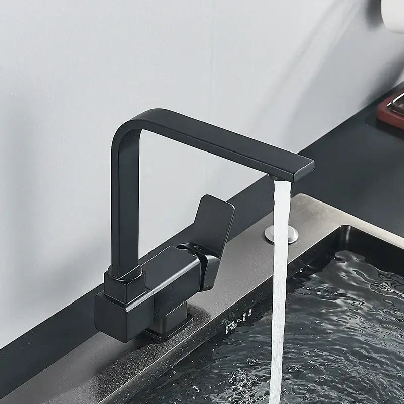 Modern matte black kitchen faucet 360 rotating sink mixer tap