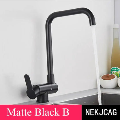 Modern matte black kitchen faucet 360 rotating sink mixer tap