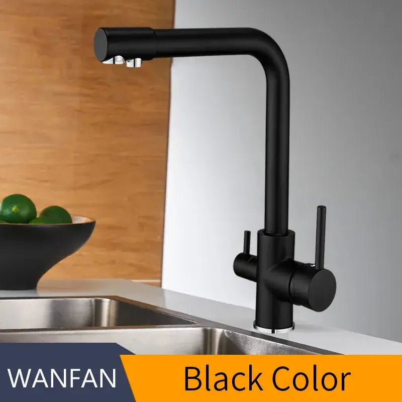 Modern matte black kitchen faucet mixer with 360 rotation