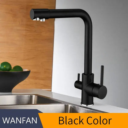 Modern matte black kitchen faucet mixer with 360 rotation