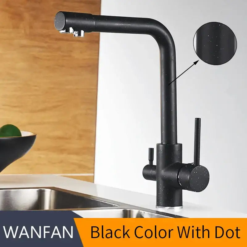 Modern matte black kitchen faucet mixer with 360 rotation