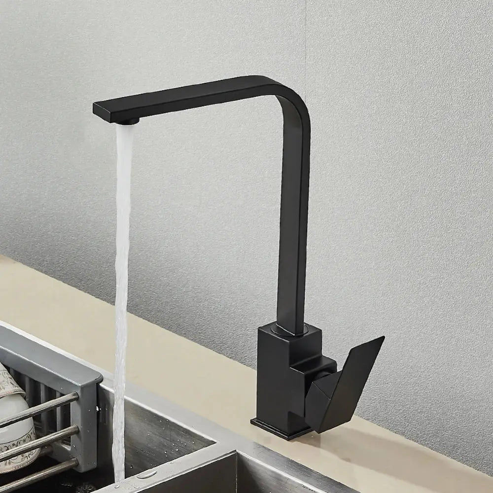 Modern matte black kitchen faucet single lever brushed nickel tap
