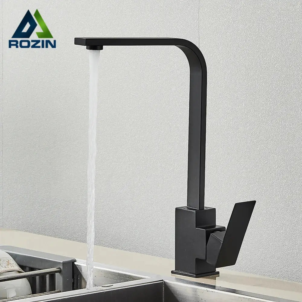 Modern matte black kitchen faucet single lever brushed nickel tap