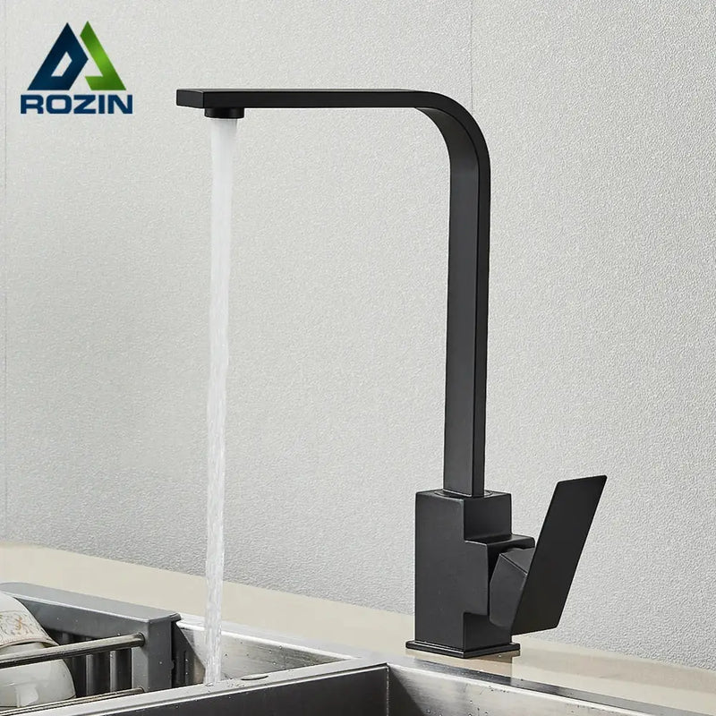 Modern matte black kitchen faucet single lever brushed nickel tap