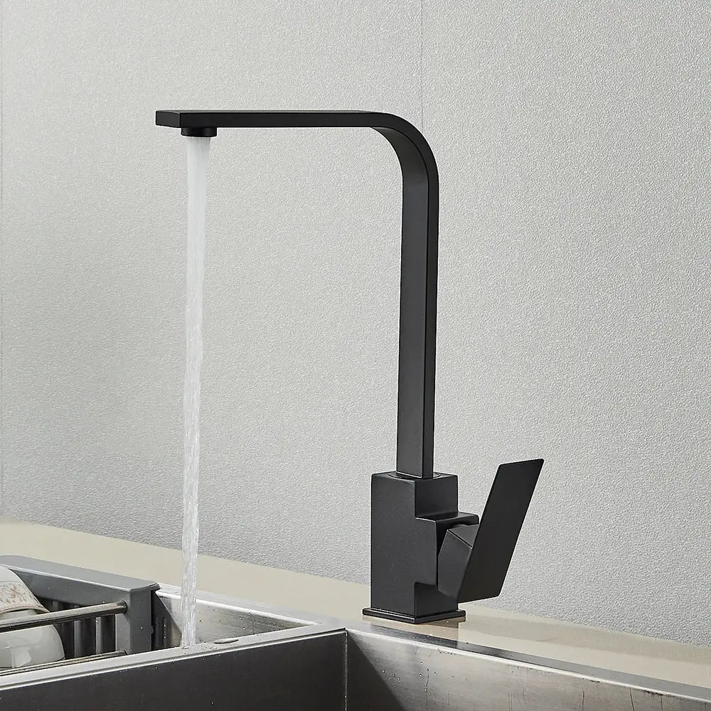 Modern matte black kitchen faucet single lever brushed nickel tap