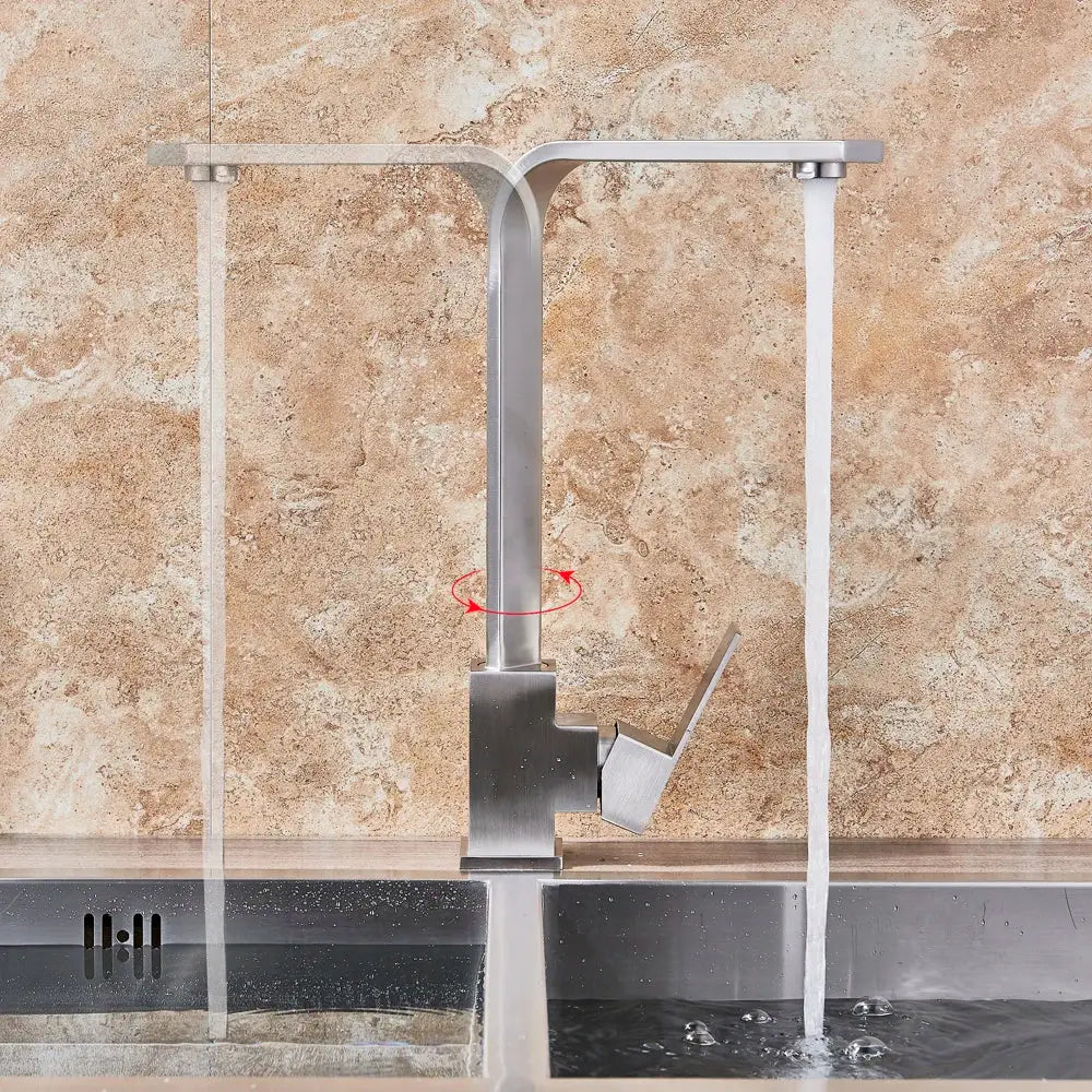 Modern matte black kitchen faucet single lever brushed nickel tap