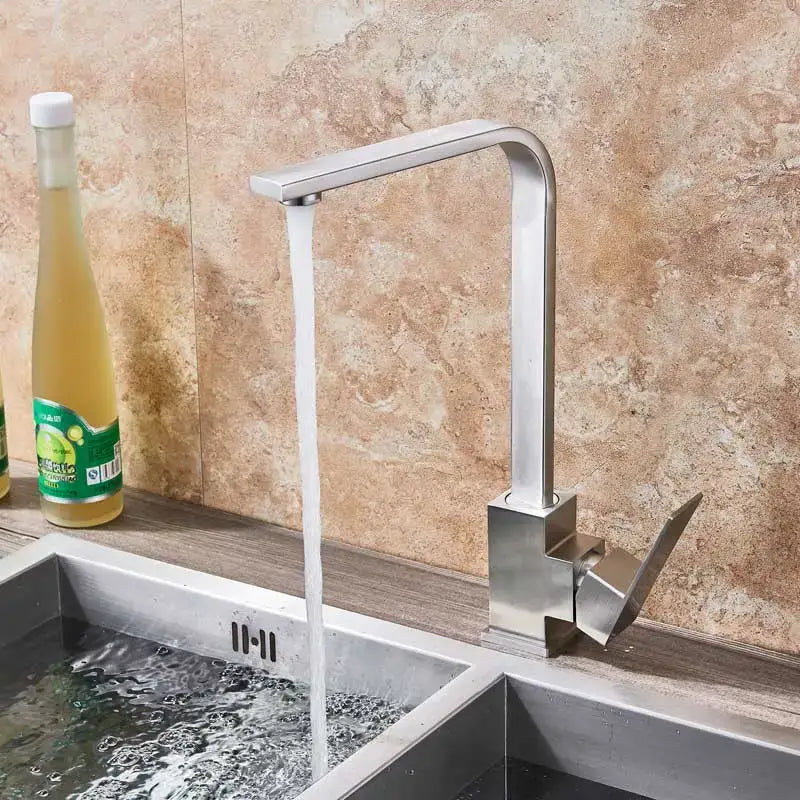 Modern matte black kitchen faucet single lever brushed nickel tap