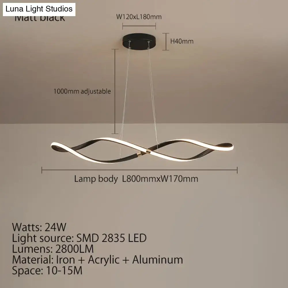 Modern matte black led chandelier smart kitchen island pendant light