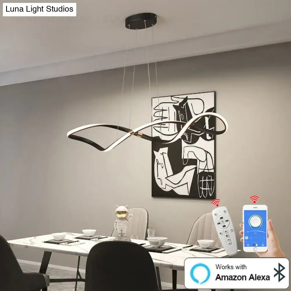 Modern matte black led chandelier smart kitchen island pendant light