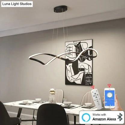 Modern matte black led chandelier smart kitchen island pendant light