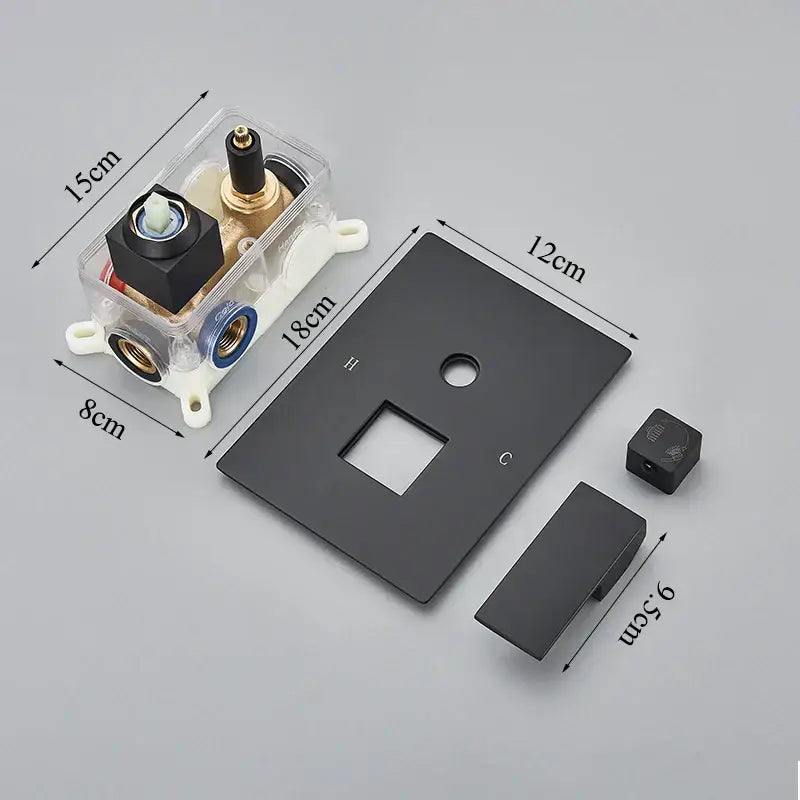 Modern matte black led rainfall shower faucet set bathroom fixture