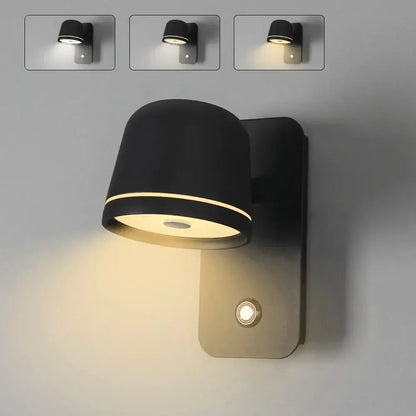 Modern matte black led wall lamp bedroom adjustable spotlight