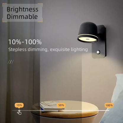 Modern matte black led wall lamp bedroom adjustable spotlight