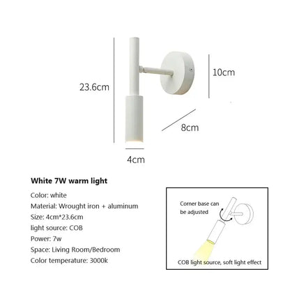 Modern matte black led wall lamp reading light – bedroom spotlight