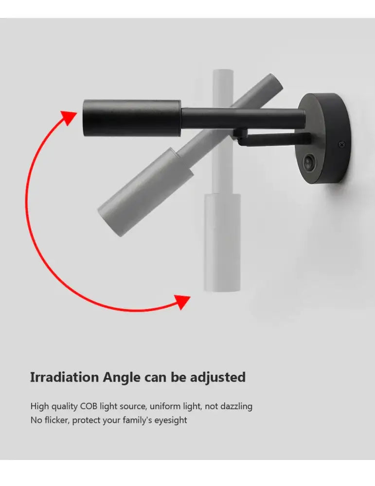 Modern matte black led wall lamp reading light – bedroom spotlight