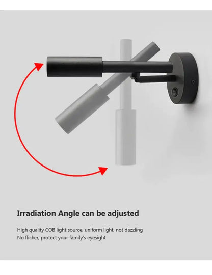 Modern matte black led wall lamp reading light – bedroom spotlight