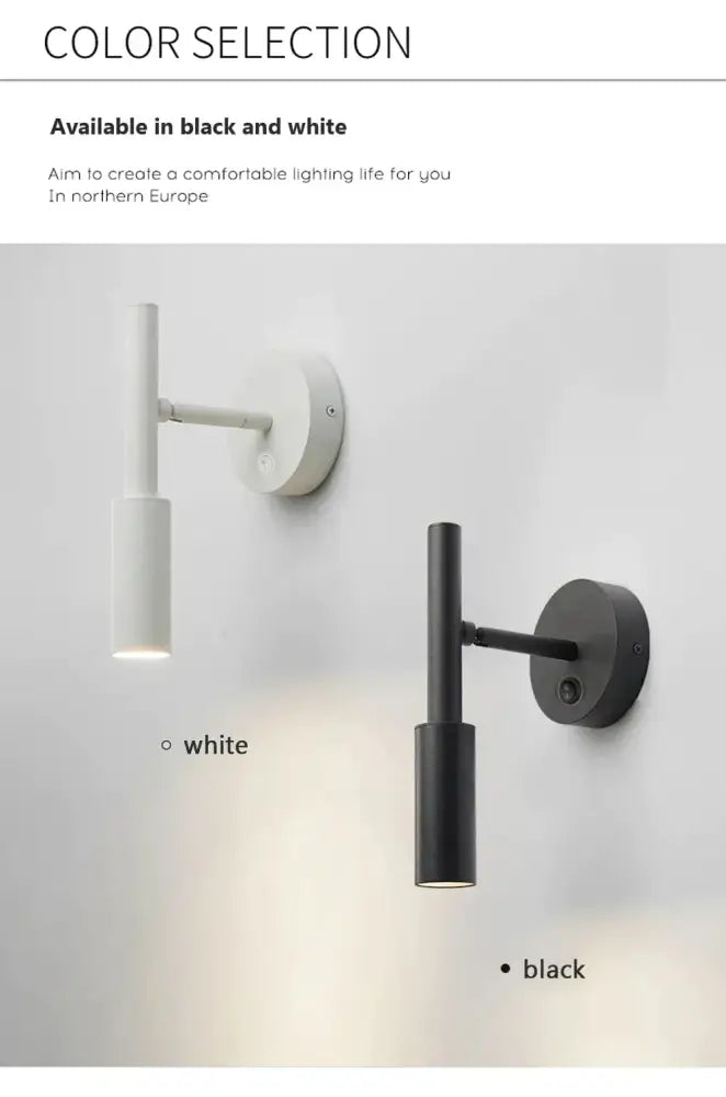 Modern matte black led wall lamp reading light – bedroom spotlight