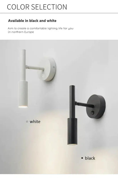 Modern matte black led wall lamp reading light – bedroom spotlight
