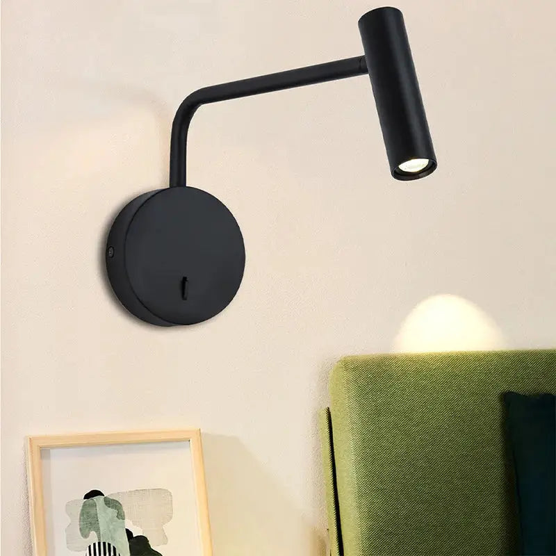 Modern matte black led wall lights bedroom adjustable reading lamp