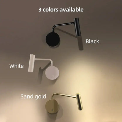 Modern matte black led wall lights bedroom adjustable reading lamp