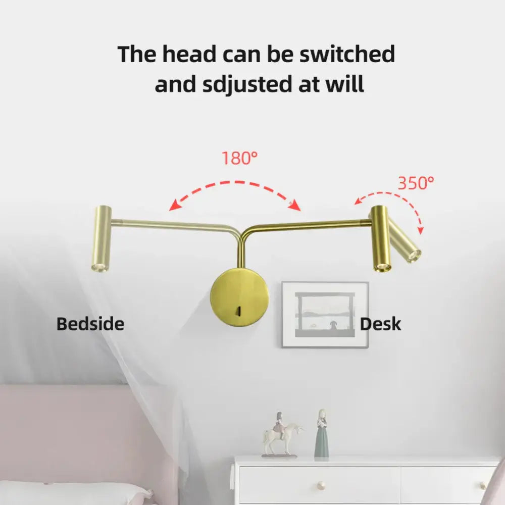 Modern matte black led wall lights bedroom adjustable reading lamp