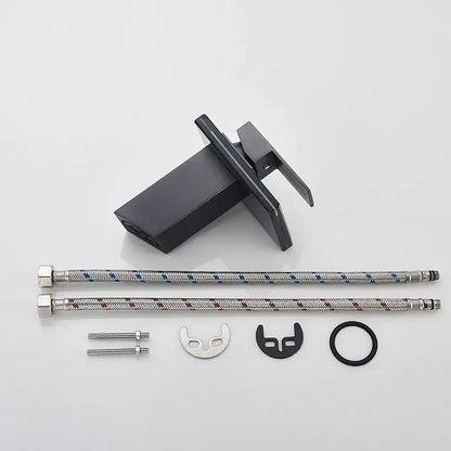 Modern matte black led waterfall bathroom sink faucet