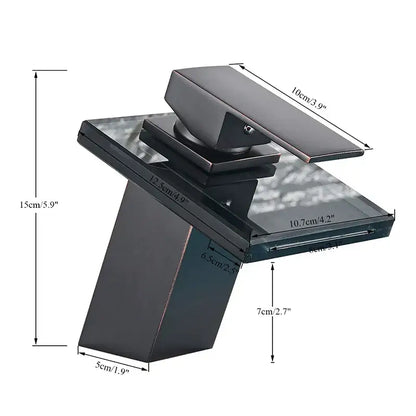 Modern matte black led waterfall bathroom sink faucet