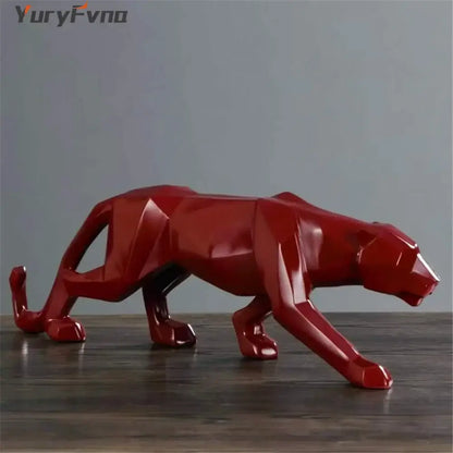 Modern matte black leopard geometric resin statue living room decor
