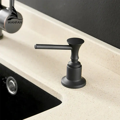 Modern matte black liquid soap dispenser kitchen lever handle