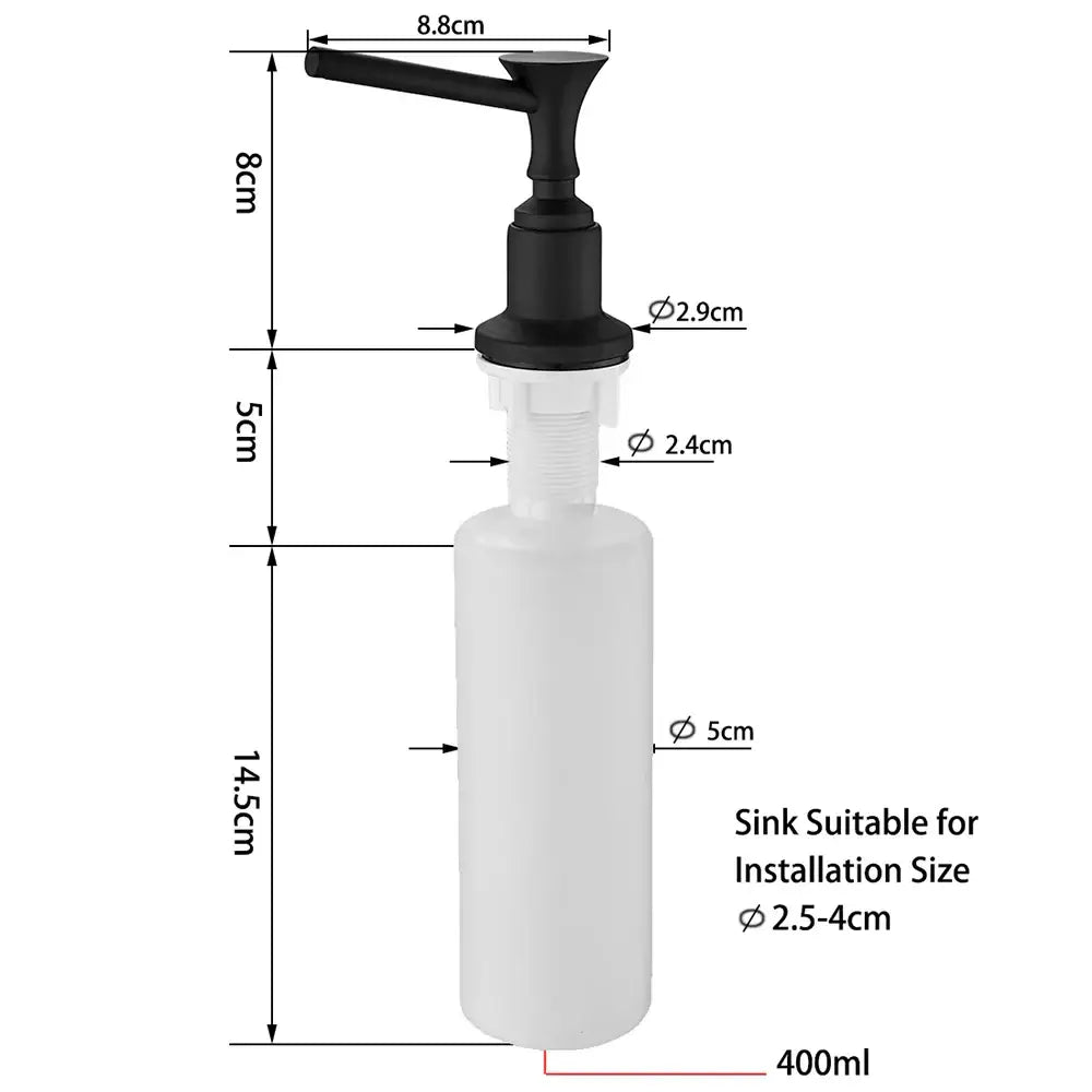 Modern matte black liquid soap dispenser kitchen lever handle