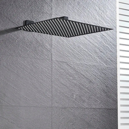 Modern matte black luxury rain shower head with wall arm bathroom