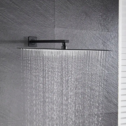 Modern matte black luxury rain shower head with wall arm bathroom