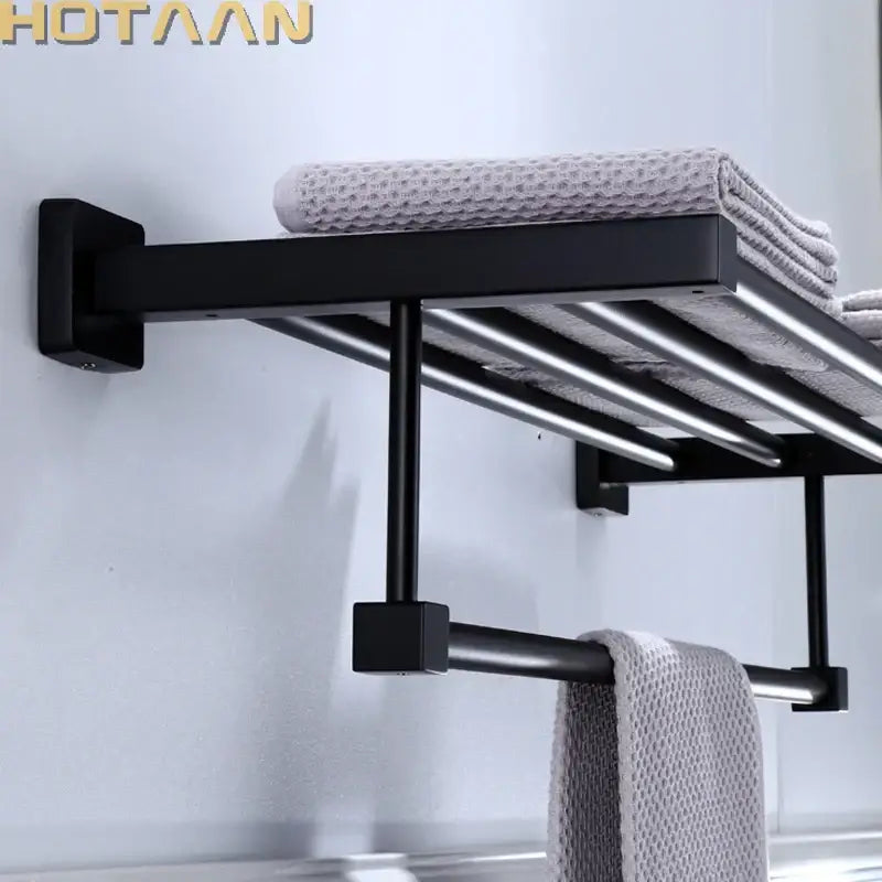 Modern matte black metal multi bar towel rack bathroom accessory
