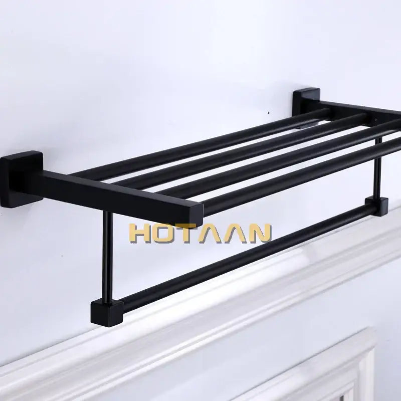 Modern matte black metal multi bar towel rack bathroom accessory