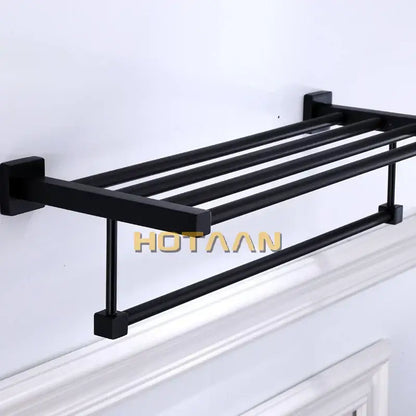 Modern matte black metal multi bar towel rack bathroom accessory