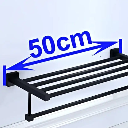 Modern matte black metal multi bar towel rack bathroom accessory