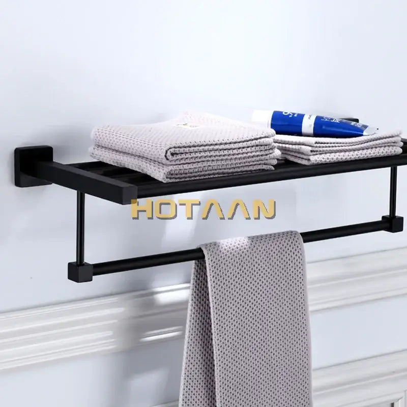 Modern matte black metal multi bar towel rack bathroom accessory