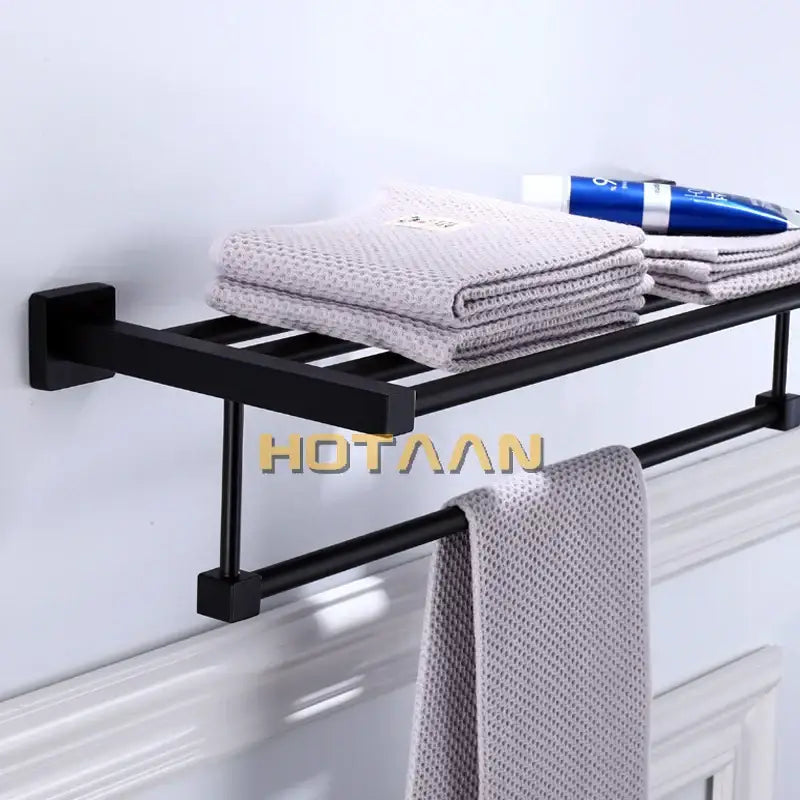 Modern matte black metal multi bar towel rack bathroom accessory