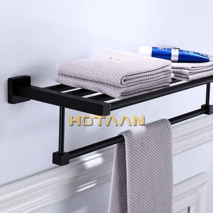 Modern matte black metal multi bar towel rack bathroom accessory