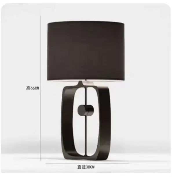 Modern matte black metal table lamp with fabric shade for living room