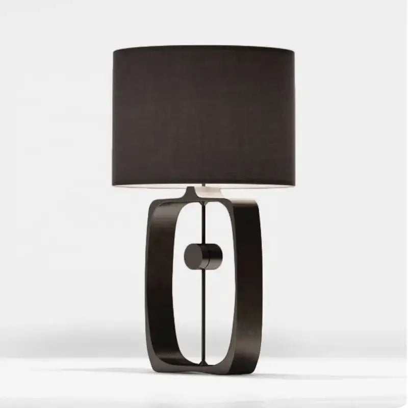 Modern matte black metal table lamp with fabric shade for living room