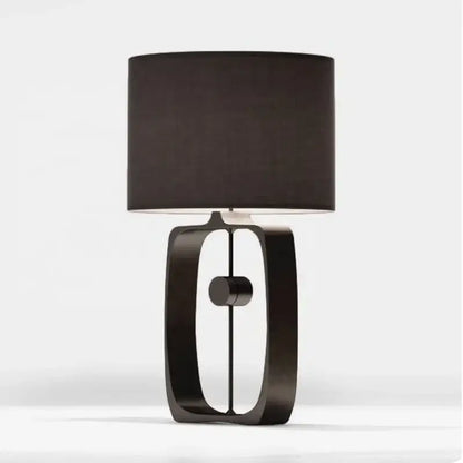 Modern matte black metal table lamp with fabric shade for living room