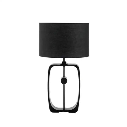 Modern matte black metal table lamp with fabric shade for living room