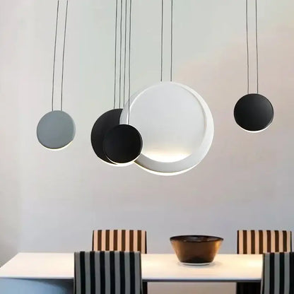 Modern matte black & muted green crescent moon chandelier dining room