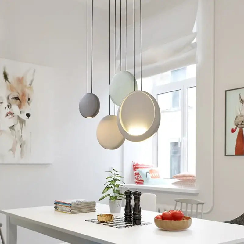 Modern matte black & muted green crescent moon chandelier dining room