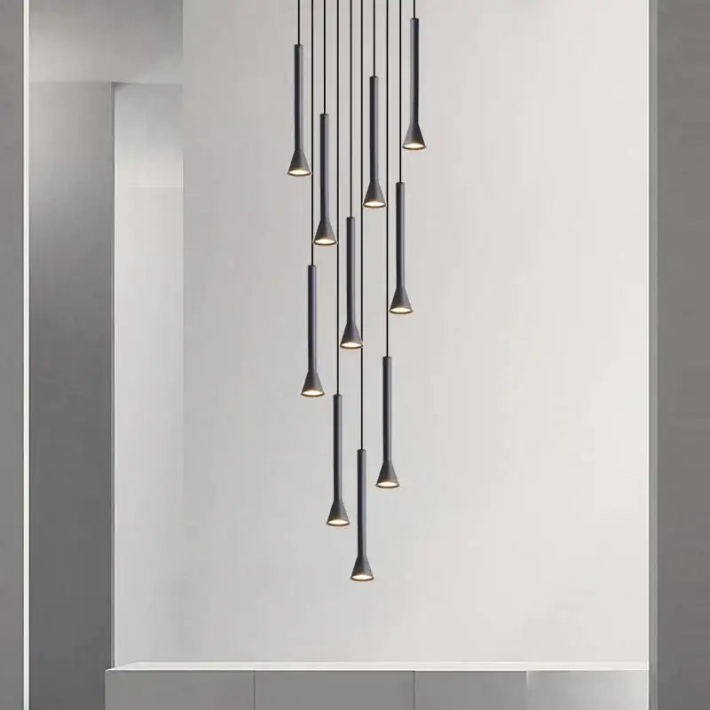 Modern matte black nordic pendant lamp for living room staircase