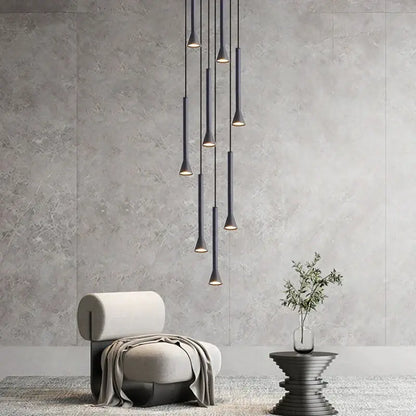 Modern matte black nordic pendant lamp for living room staircase